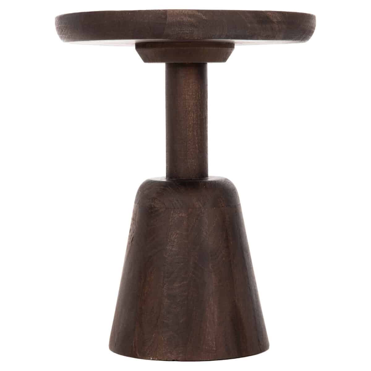 ΤΡΑΠΕΖΙ ΣΑΛΟΝΙΟΥ ΣΤΡΟΓΓΥΛΟ CRABB HM9701 ΜΑΣΙΦ MANGO ΣΚΟΥΡΟ ΚΑΦΕ Φ40x49,5Υεκ. - Image 4