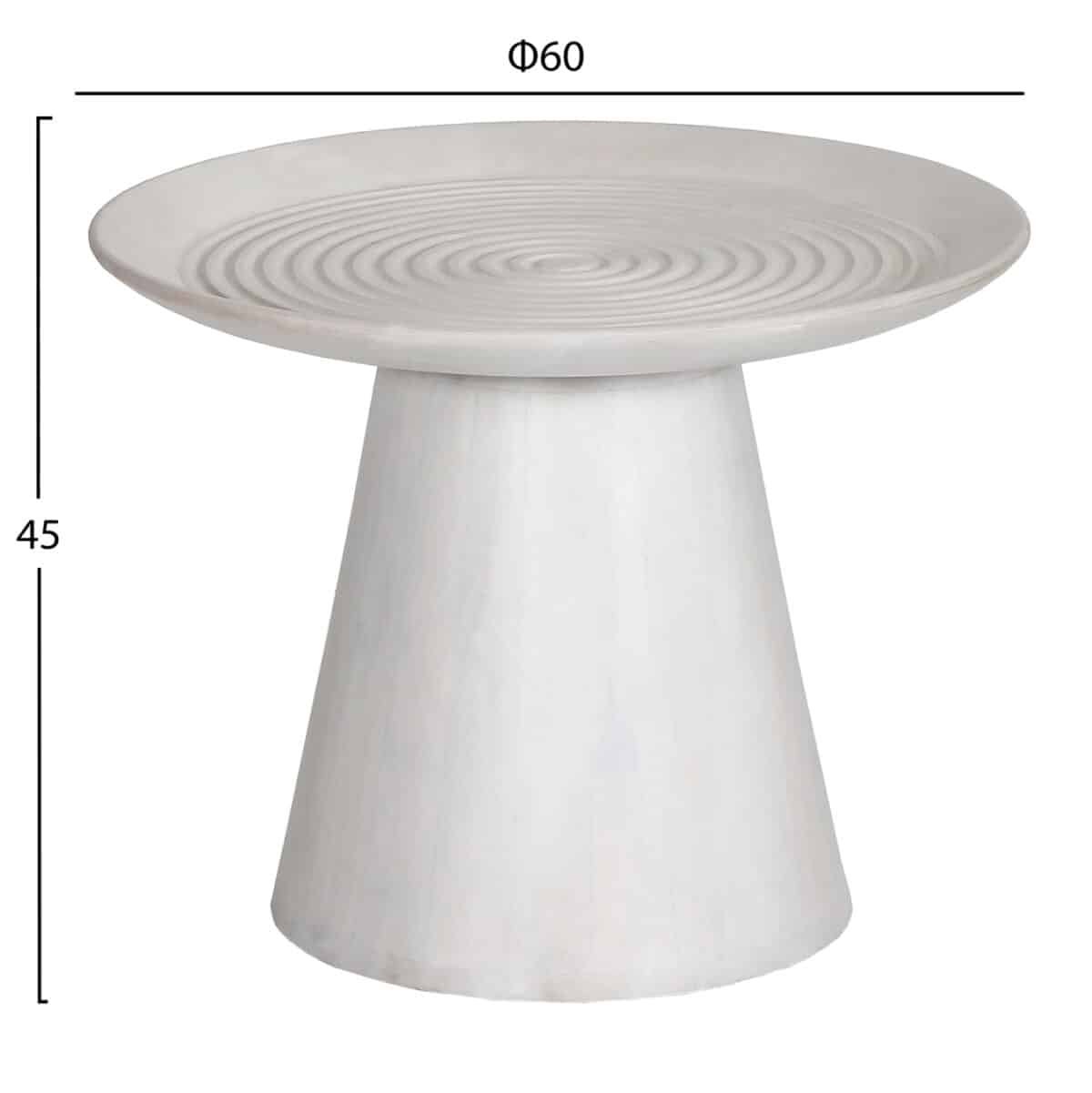 ΤΡΑΠΕΖΙ ΣΑΛΟΝΙΟΥ ΣΤΡΟΓΓΥΛΟ ROSS HM9709 ΜΑΣΙΦ ΞΥΛΟ MANGO-ΛΕΥΚΟ Φ60x45Υεκ. - Image 2