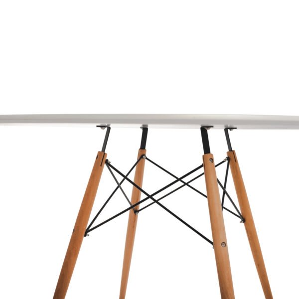 ΤΡΑΠΕΖΙ MINIMAL ΣΤΡΟΓΓΥΛΟ HM8454.01 MDF ΣΕ ΛΕΥΚΟ-ΠΟΔΙΑ ΟΞΙΑΣ ΣΕ ΦΥΣΙΚΟ Φ120Χ75Υεκ. - Image 5