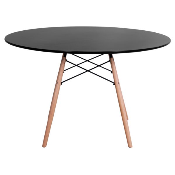 ΤΡΑΠΕΖΙ MINIMAL ΣΤΡΟΓΓΥΛΟ HM8454.02 MDF ΣΕ ΜΑΥΡΟ-ΠΟΔΙΑ ΟΞΙΑΣ ΣΕ ΦΥΣΙΚΟ Φ120Χ74Υεκ. - Image 3