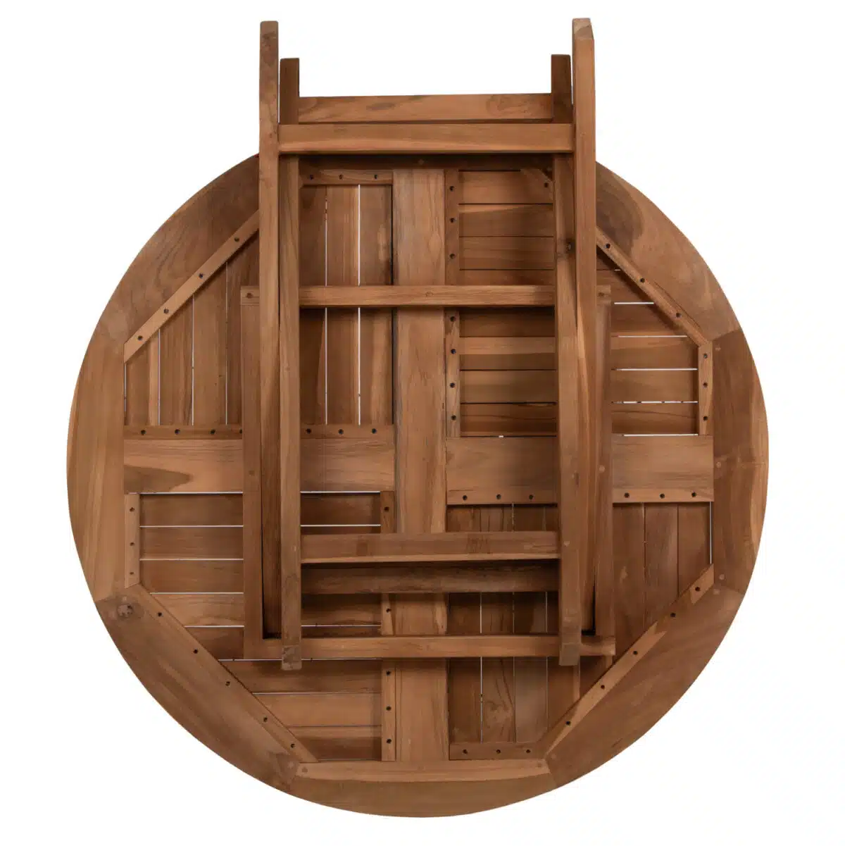 ΤΡΑΠΕΖΙ ΣΤΡΟΓΓΥΛΟ KENDALL ΠΤΥΣΣΟΜΕΝΟ HM9543 ΞΥΛΟ ΤΕΑΚ ΣΕ ΦΥΣΙΚΟ ΧΡΩΜΑ Φ106x73,5Y εκ. - Image 8