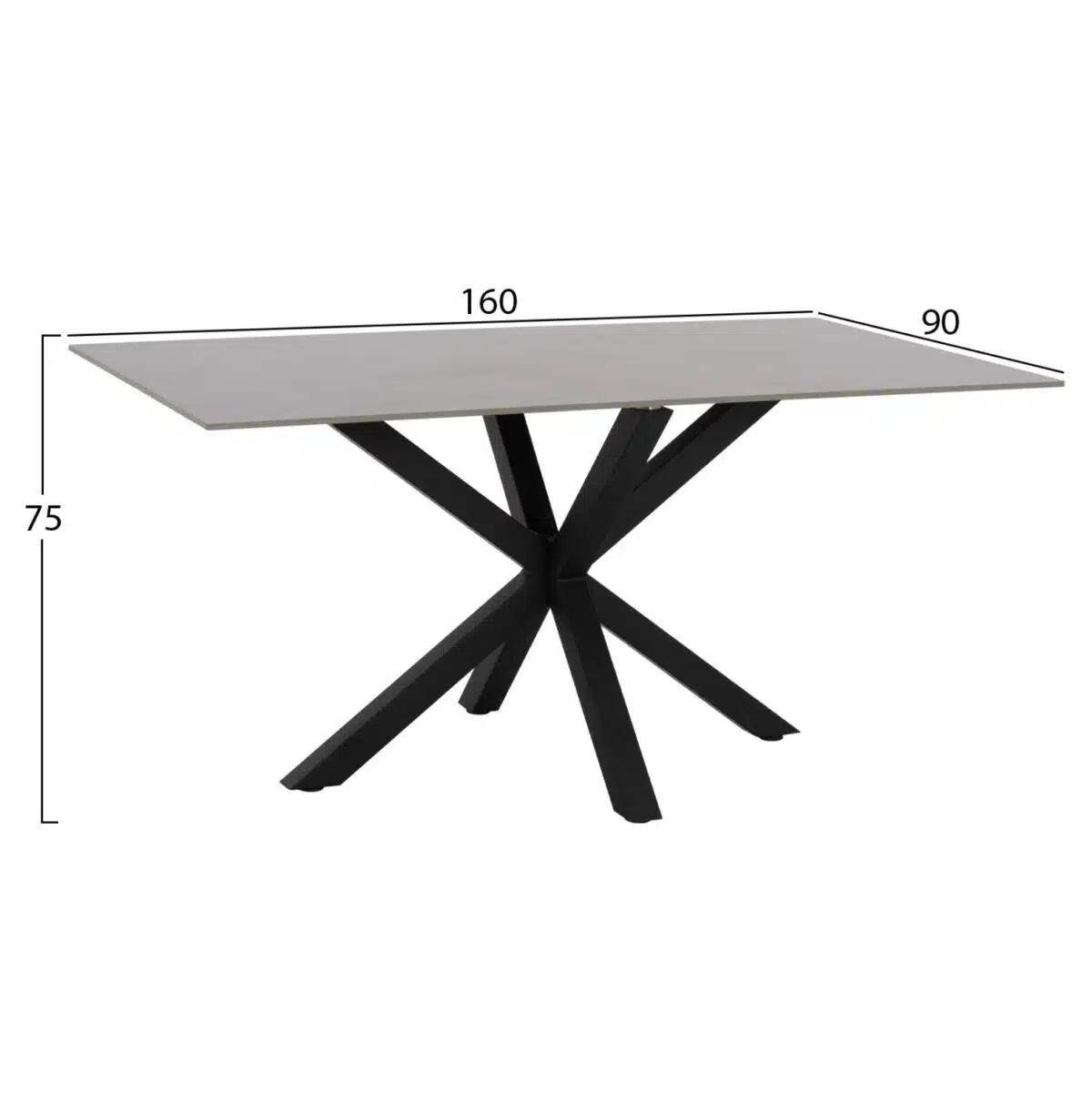 ΤΡΑΠΕΖΙ ΤΡΑΠΕΖΑΡΙΑΣ SYNTEC HM9308.03 SINTERED STONE ΓΚΡΙ ΜΕΤΑΛΛΙΚΑ ΠΟΔΙΑ 160x90x75Υεκ. - Image 2