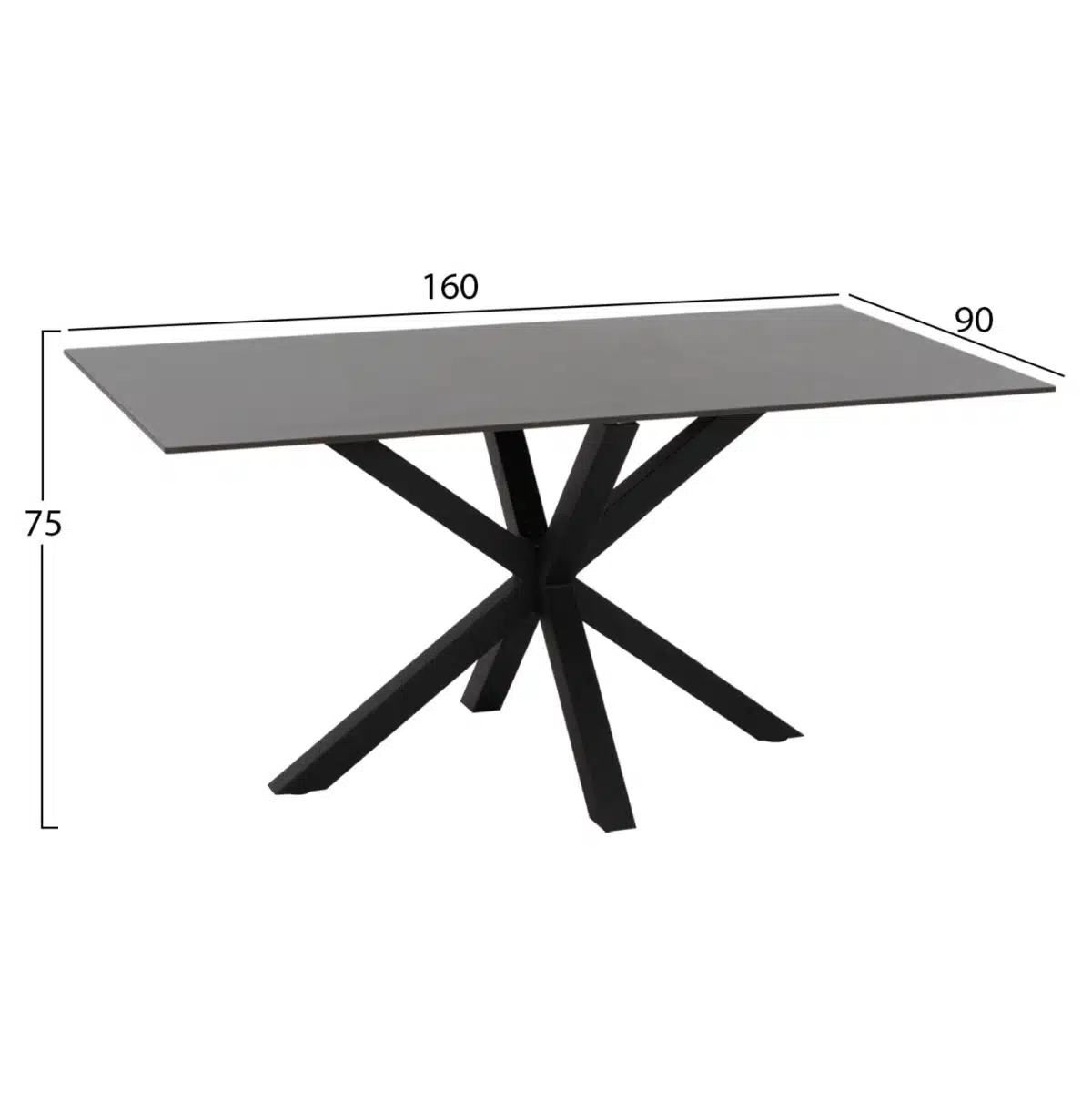 ΤΡΑΠΕΖΙ ΤΡΑΠΕΖΑΡΙΑΣ SYNTEC HM9308.01 SINTERED STONE ΜΑΥΡΟ ΜΕΤΑΛΛΙΚΑ ΠΟΔΙΑ 160x90x75Y εκ. - Image 2