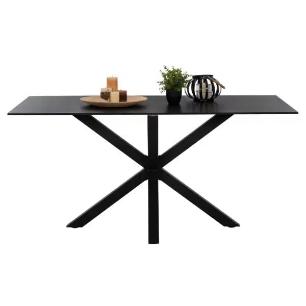 ΤΡΑΠΕΖΙ ΤΡΑΠΕΖΑΡΙΑΣ SYNTEC HM9308.01 SINTERED STONE ΜΑΥΡΟ ΜΕΤΑΛΛΙΚΑ ΠΟΔΙΑ 160x90x75Y εκ. - Image 3