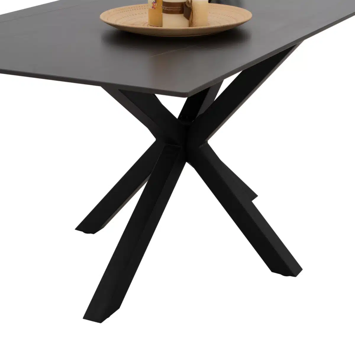 ΤΡΑΠΕΖΙ ΤΡΑΠΕΖΑΡΙΑΣ SYNTEC HM9308.01 SINTERED STONE ΜΑΥΡΟ ΜΕΤΑΛΛΙΚΑ ΠΟΔΙΑ 160x90x75Y εκ. - Image 4