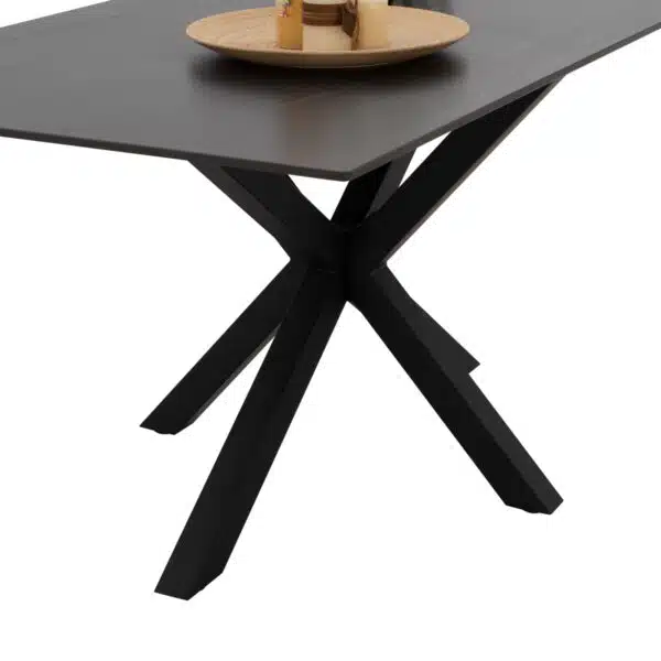 ΤΡΑΠΕΖΙ ΤΡΑΠΕΖΑΡΙΑΣ SYNTEC HM9308.01 SINTERED STONE ΜΑΥΡΟ ΜΕΤΑΛΛΙΚΑ ΠΟΔΙΑ 160x90x75Y εκ. - Image 4