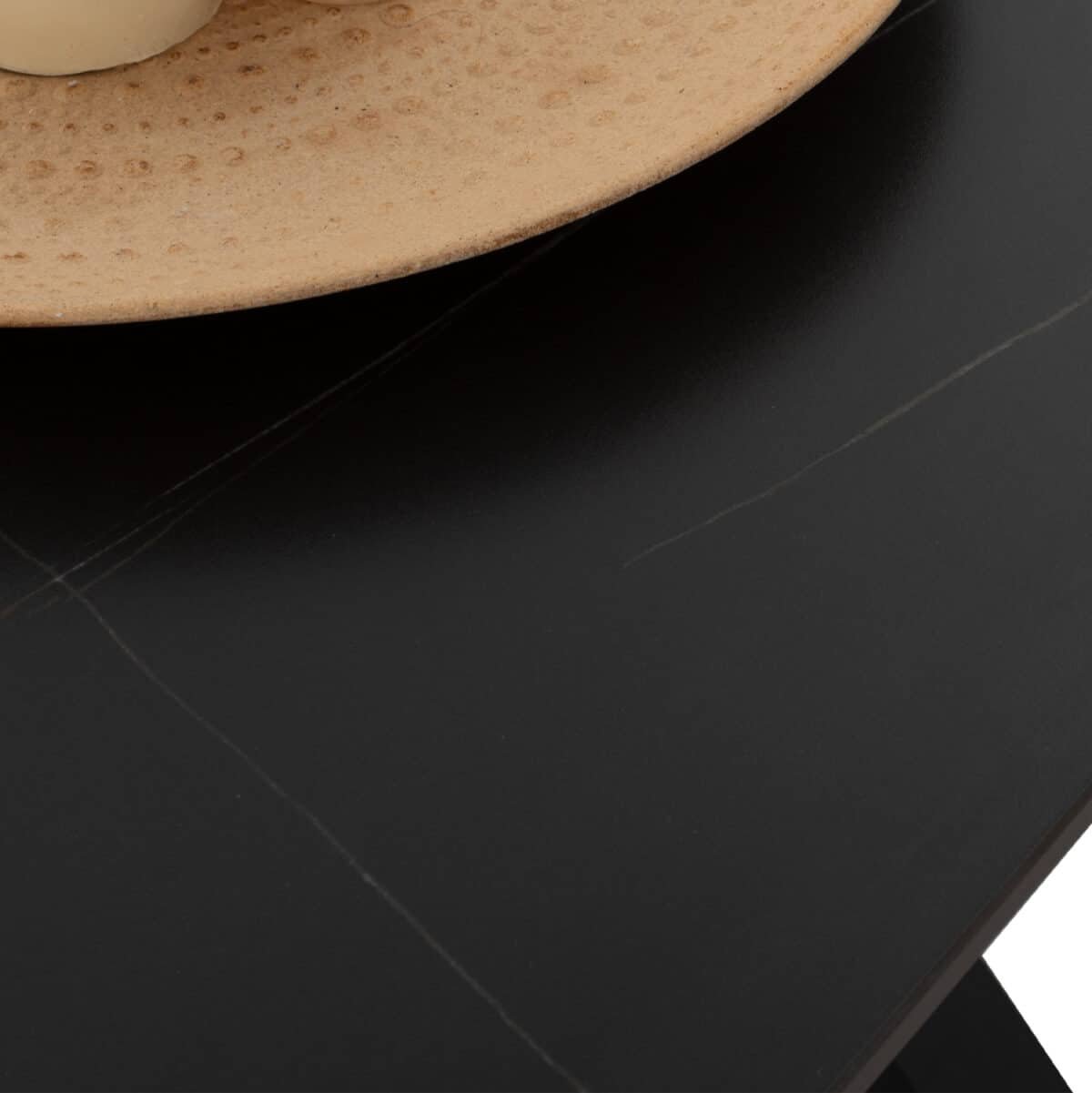 ΤΡΑΠΕΖΙ ΤΡΑΠΕΖΑΡΙΑΣ SYNTEC HM9308.01 SINTERED STONE ΜΑΥΡΟ ΜΕΤΑΛΛΙΚΑ ΠΟΔΙΑ 160x90x75Y εκ. - Image 7