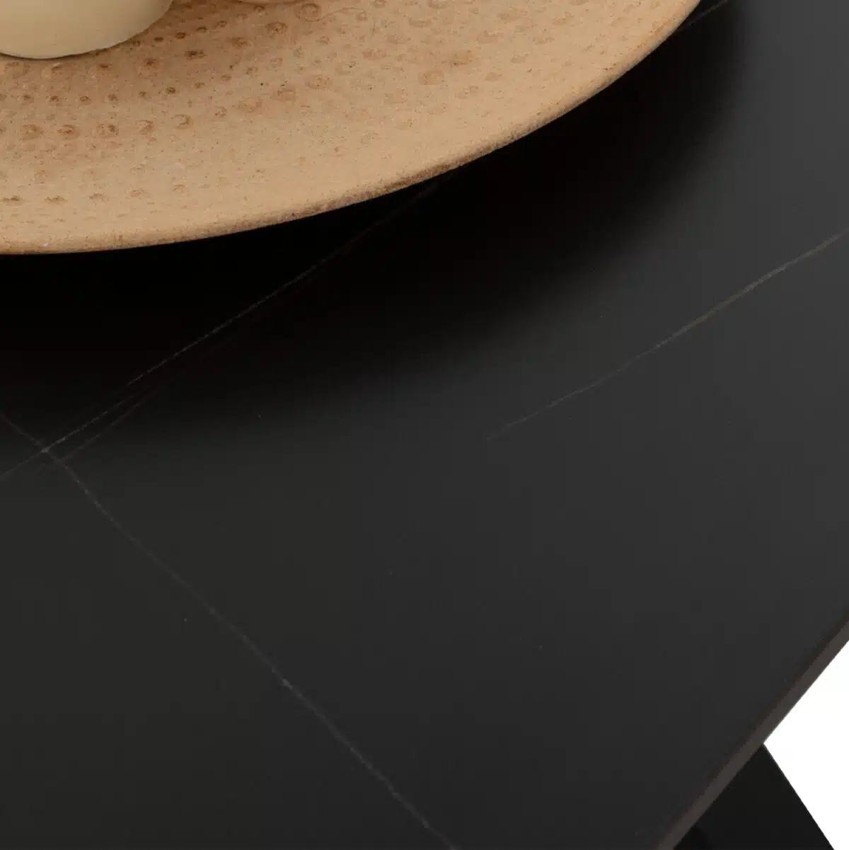 ΤΡΑΠΕΖΙ ΤΡΑΠΕΖΑΡΙΑΣ SYNTEC HM9308.01 SINTERED STONE ΜΑΥΡΟ ΜΕΤΑΛΛΙΚΑ ΠΟΔΙΑ 160x90x75Y εκ. - Image 7
