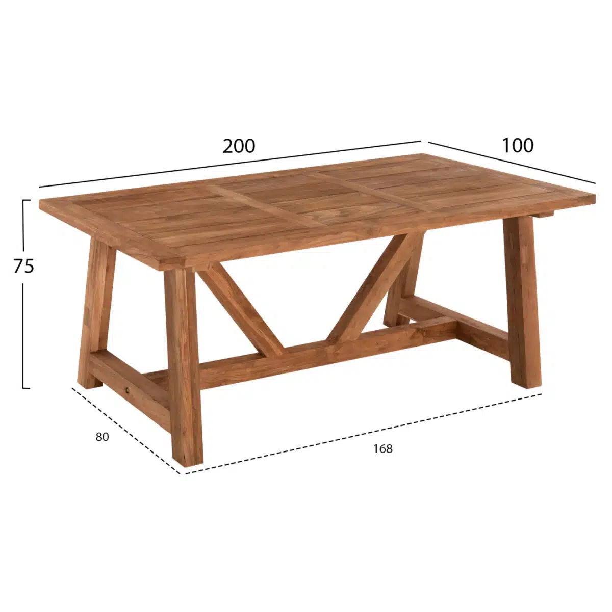 ΤΡΑΠΕΖΙ ΤΡΑΠΕΖΑΡΙΑΣ HM7922 PLUTON RECYCLED TEAK ΣΕ ΦΥΣΙΚΟ ΧΡΩΜΑ 200X100X75Yεκ. - Image 2