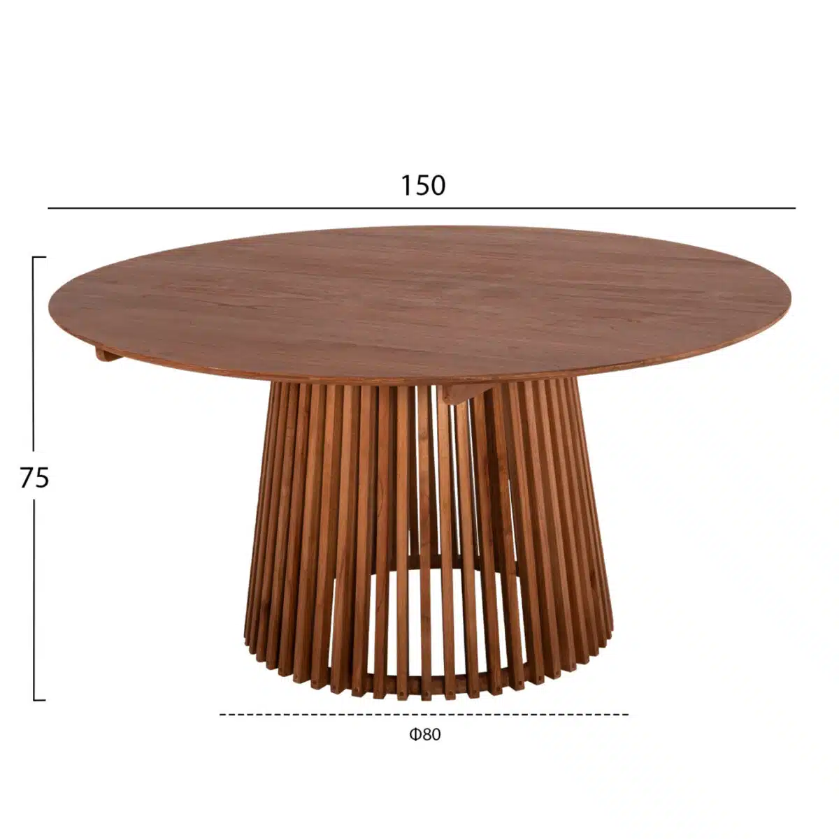 ΤΡΑΠΕΖΙ ΤΡΑΠΕΖΑΡΙΑΣ FRANTZ HM9457.11 ΜΑΣΙΦ MINDI ΞΥΛΟ ΣΕ ΦΥΣΙΚΟ Φ150x75Υεκ. - Image 2