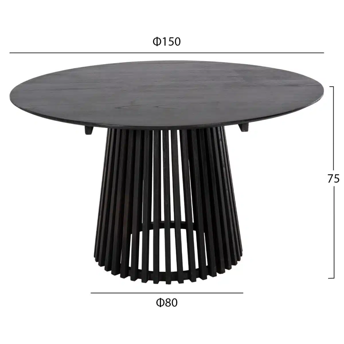 ΤΡΑΠΕΖΙ ΤΡΑΠΕΖΑΡΙΑΣ FRANTZ HM9457.12 ΜΑΣΙΦ MINDI ΞΥΛΟ ΣΕ ΜΑΥΡΟ Φ150x75Υεκ - Image 2