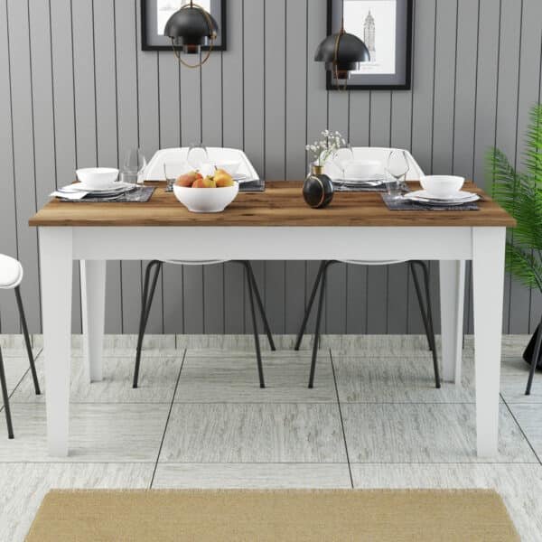 ΤΡΑΠΕΖΙ ΤΡΑΠΕΖΑΡΙΑΣ STANDARD HM9507.07 ΜΕΛΑΜΙΝΗ ΛΕΥΚΗ-ΚΑΡΥΔΙ ΜΕ ΑΠΟΘ.ΧΩΡΟ 145x88x75Yεκ. - Image 4