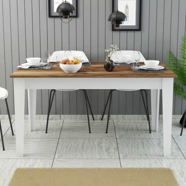 ΤΡΑΠΕΖΙ ΤΡΑΠΕΖΑΡΙΑΣ STANDARD HM9507.07 ΜΕΛΑΜΙΝΗ ΛΕΥΚΗ-ΚΑΡΥΔΙ ΜΕ ΑΠΟΘ.ΧΩΡΟ 145x88x75Yεκ. - Image 4