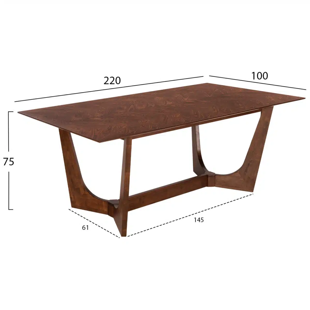 ΤΡΑΠΕΖΙ ΤΡΑΠΕΖΑΡΙΑΣ RIMER HM9742 MDF ΜΕ ΚΑΠΛΑΜΑ ΦΡΑΞΙΝΟΥ-ΚΑΡΥΔΙ ΧΡΩΜΑ 220X100x75Yεκ. - Image 2