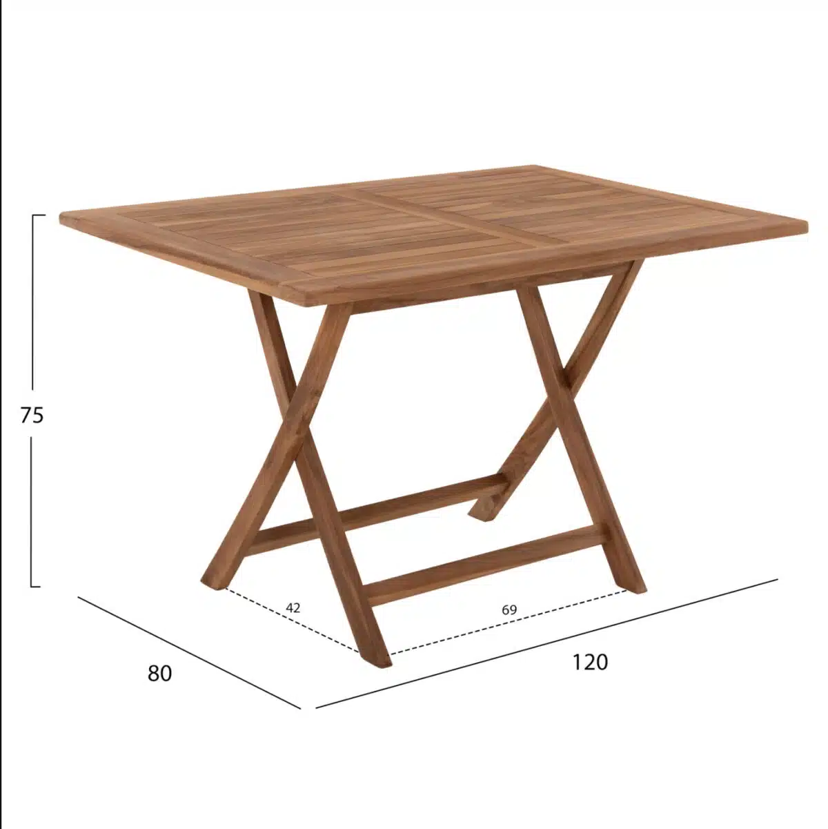ΤΡΑΠΕΖΙ ΤΡΑΠΕΖΑΡΙΑΣ KENDALL ΠΤΥΣΣΟΜΕΝΟ HM9542 TEAK ΣΕ ΦΥΣΙΚΟ ΧΡΩΜΑ 120x80x75Yεκ. - Image 2