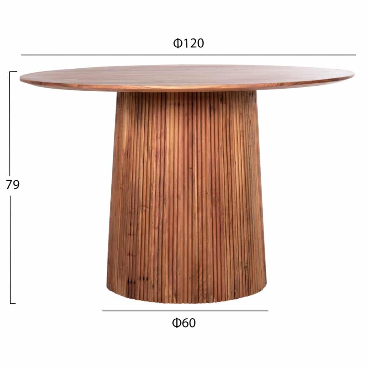 ΤΡΑΠΕΖΙ ΤΡΑΠΕΖΑΡΙΑΣ ΣΤΡΟΓΓΥΛΟ GROOT HM9684 ΜΑΣΙΦ ΞΥΛΟ ΑΚΑΚΙΑΣ ΣΕ ΦΥΣΙΚΟ Φ120x79Υεκ - Image 2