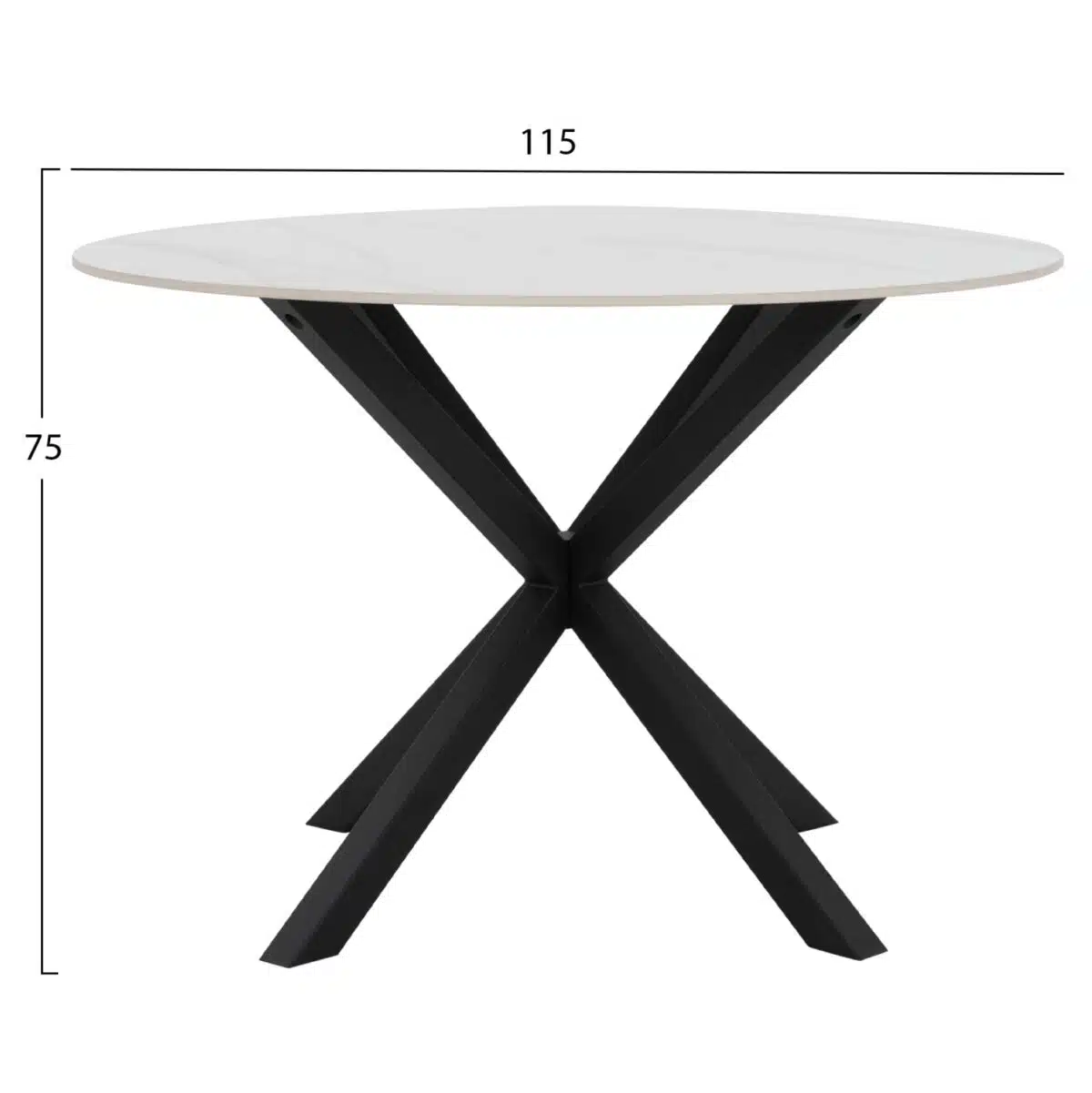 ΤΡΑΠΕΖΙ ΤΡΑΠΕΖΑΡΙΑΣ ΣΤΡΟΓΓΥΛΟ SYNTEC HM9309.02 SINTERED STONE ΛΕΥΚΟ ΜΕΤΑΛ.ΠΟΔΙΑ Φ115x75Y εκ. - Image 2