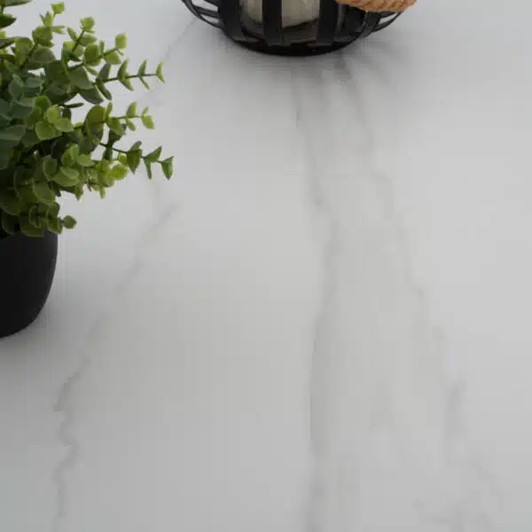 ΤΡΑΠΕΖΙ ΤΡΑΠΕΖΑΡΙΑΣ ΣΤΡΟΓΓΥΛΟ SYNTEC HM9309.02 SINTERED STONE ΛΕΥΚΟ ΜΕΤΑΛ.ΠΟΔΙΑ Φ115x75Y εκ. - Image 4