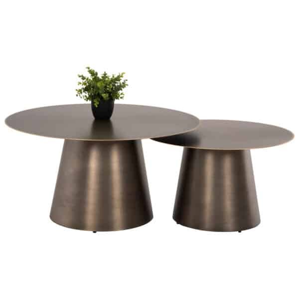 ΤΡΑΠΕΖIA ΣΑΛΟΝΙΟΥ 2ΤΜΧ NICKELY HM9667 ΜΕΤΑΛΛΟ ΣΕ ΑΣΗΜΙ ΜΑΤ Φ80x41Υ & Φ60x36Υ εκ. - Image 3