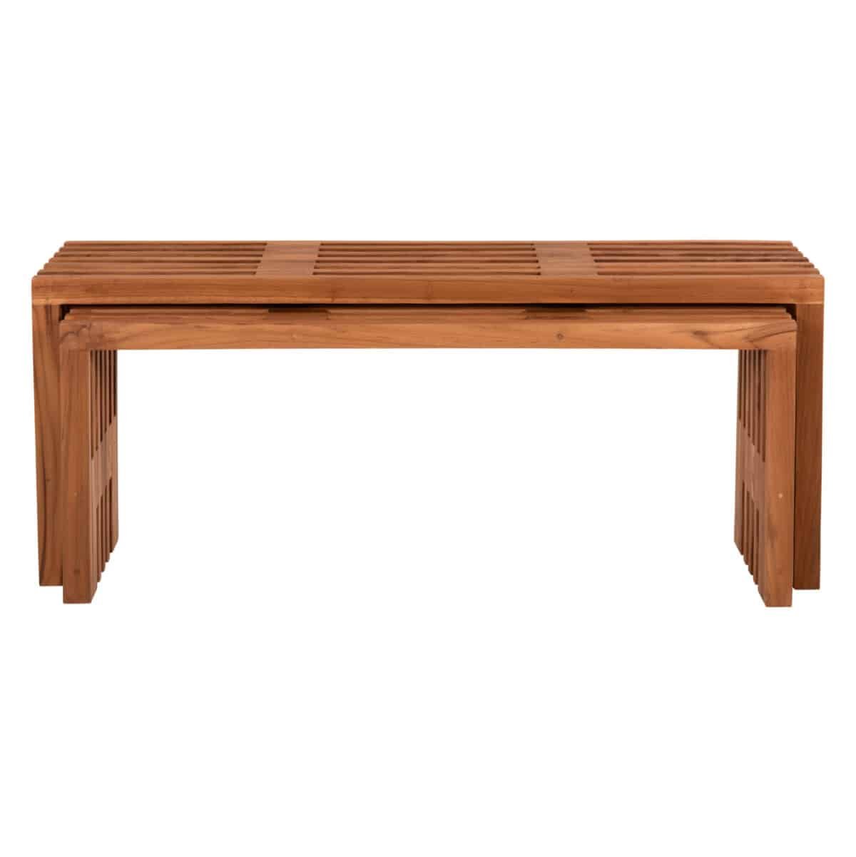 ΤΡΑΠΕΖΙΑ ΣΑΛΟΝΙΟΥ ΣΕΤ 2ΤΜΧ NYA HM9828 ΜΑΣΙΦ ΞΥΛΟ TEAK ΣΕ ΦΥΣΙΚΟ  110x30x46Υεκ. - Image 3