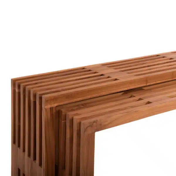 ΤΡΑΠΕΖΙΑ ΣΑΛΟΝΙΟΥ ΣΕΤ 2ΤΜΧ NYA HM9828 ΜΑΣΙΦ ΞΥΛΟ TEAK ΣΕ ΦΥΣΙΚΟ  110x30x46Υεκ. - Image 4