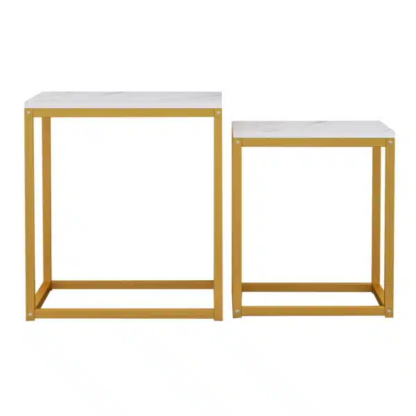 ΖΙΓΚΟΝ GRELAY 2 ΤΕΜ MDF ΟΨΗ ΜΑΡΜΑΡΟΥ & ΜΕΤΑΛΛΟ HM8762.11 45Χ45Χ50εκ. & 37Χ37Χ43 εκ. - Image 3