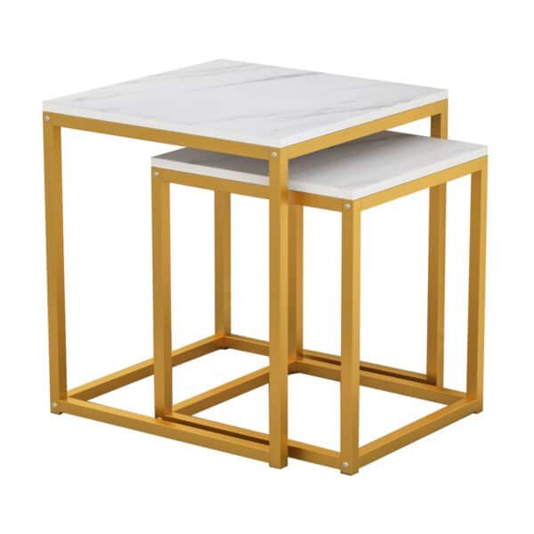 ΖΙΓΚΟΝ GRELAY 2 ΤΕΜ MDF ΟΨΗ ΜΑΡΜΑΡΟΥ & ΜΕΤΑΛΛΟ HM8762.11 45Χ45Χ50εκ. & 37Χ37Χ43 εκ. - Image 4