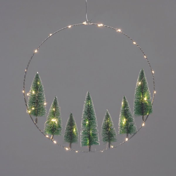 WREATH TREES ΔΙΑΚΟΣΜ ΚΡΕΜΑΣΤΟ 50 LED ΛΑΜΠ ΘΕΡΜΑ ΜΠΑΤ 3ΧΑΑ (ΔΕΝ ΣΥΜΠ) IP20  ΔΙΑΜ:40cm 30cm ΚΑΛ