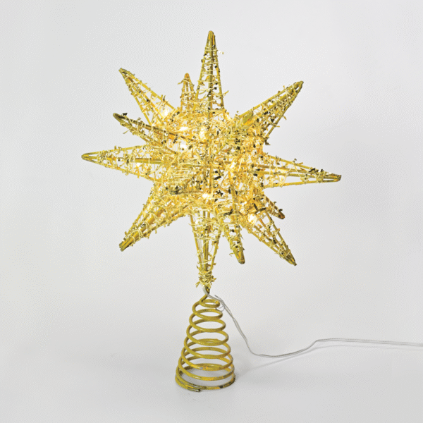 ^ "GOLD TINSEL THREAD STAR 2" 20 MINI WW LED ΛΑΜΠ. ΜΠΑΤ. 3ΧΑΑ