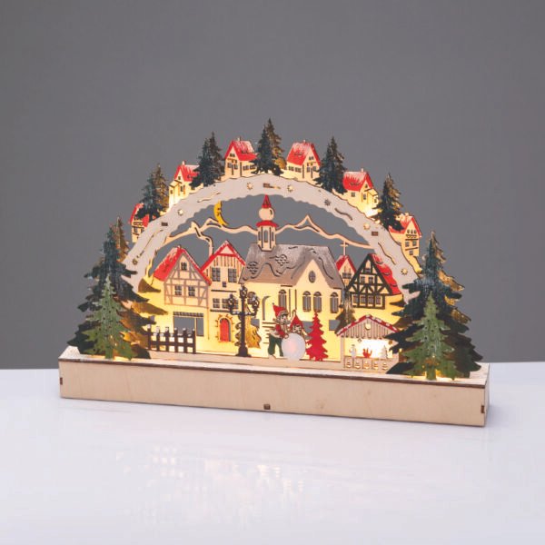 WOODEN XMAS VILLAGE 12 LED ΘΕΡΜΑ ΣΤΑΘΕΡΑ IP20 ΔΙΑΚΟΣΜΗΤΙΚΟ ΜΠΑΤ 2ΧΑΑΑ 38x5x21.5cm