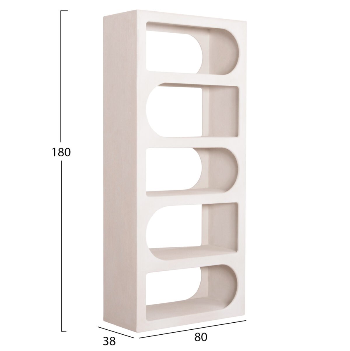 ΒΙΒΛΙΟΘΗΚΗ ΣΕΙΡΑ SANTORINI HM18062 MDF ΣΕ ΥΠΟΛΕΥΚΟ ΧΡΩΜΑ 80x38x180Yεκ. - Image 2