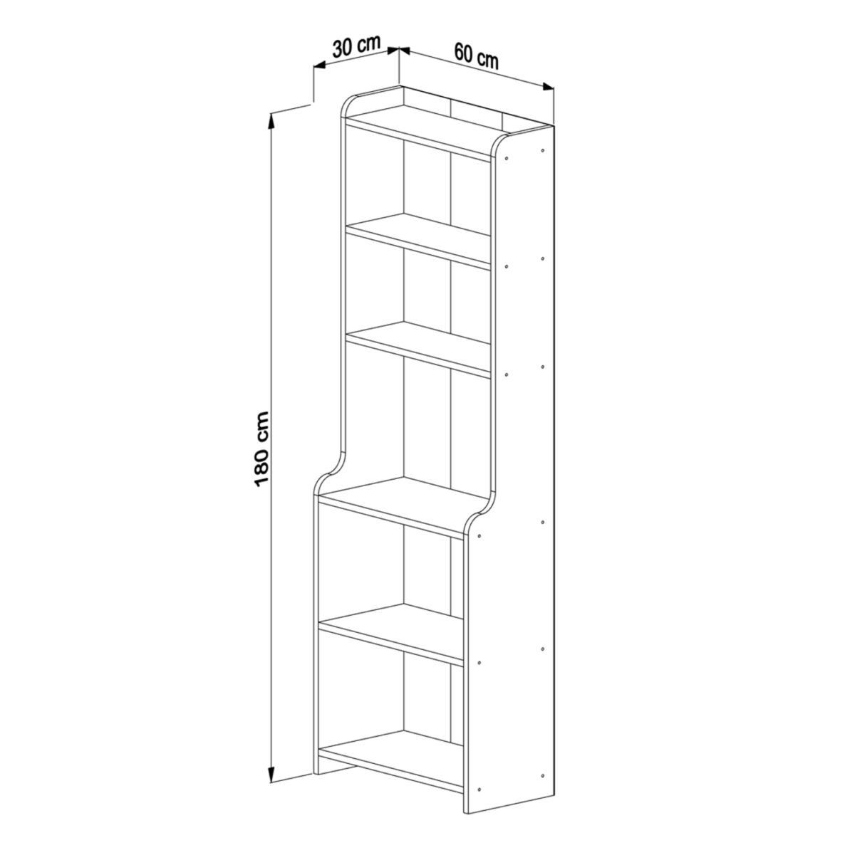 ΒΙΒΛΙΟΘΗΚΗ NEAT HM18194.04 ΜΕΛΑΜΙΝΗ ΣΕ ΦΥΣΙΚΟ ΧΡΩΜΑ ΞΥΛΟΥ 60x30x180Υεκ. - Image 2