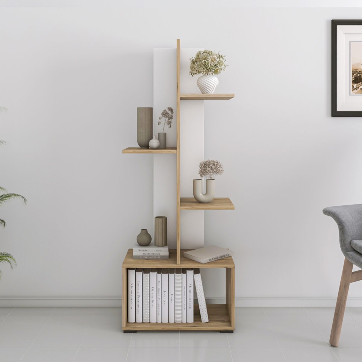 ΒΙΒΛΙΟΘΗΚΗ TRIVIO HM18195.03 ΜΕΛΑΜΙΝΗ ΣΕ ΛΕΥΚΟ-ATLANTIS GREEN 50x25x127Υεκ. - Image 4