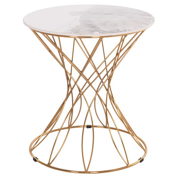 ΒΟΗΘΗΤΙΚΟ ΤΡΑΠΕΖΑΚΙ RUDY HM18037.01 ΚΕΡΑΜΙΚΟ TOP ΛΕΥΚΟ-ΜΕΤΑΛΛΟ ΧΡΥΣΟ Φ45x48