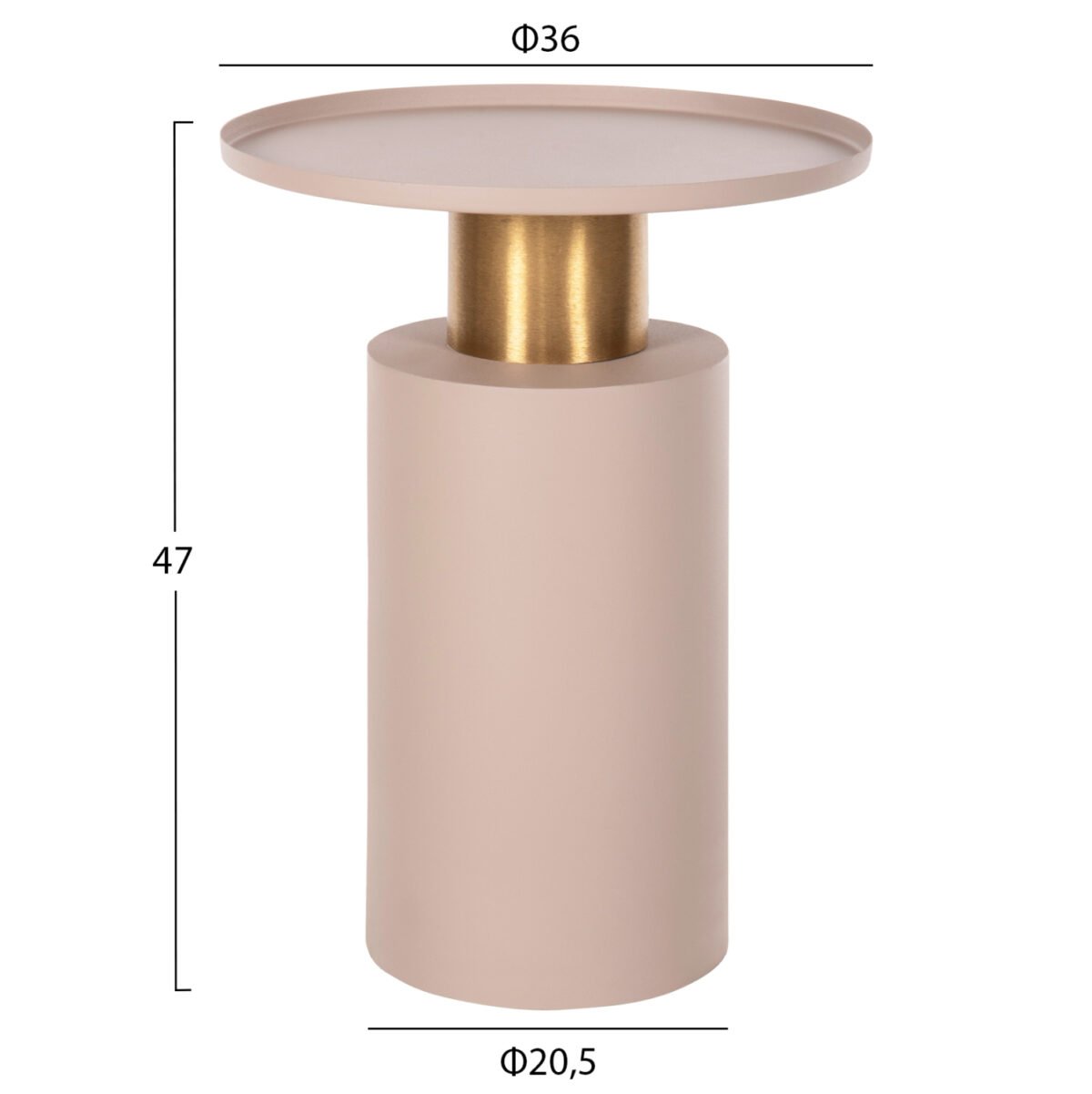 ΒΟΗΘΗΤΙΚΟ ΤΡΑΠΕΖΑΚΙ PUNJAB HM4239.03 ΜΕΤΑΛΛΟ ΣΕ ΕΚΡΟΥ-ΧΡΥΣΟΧΑΛΚΙΝΟ Φ36x47Υεκ. - Image 2