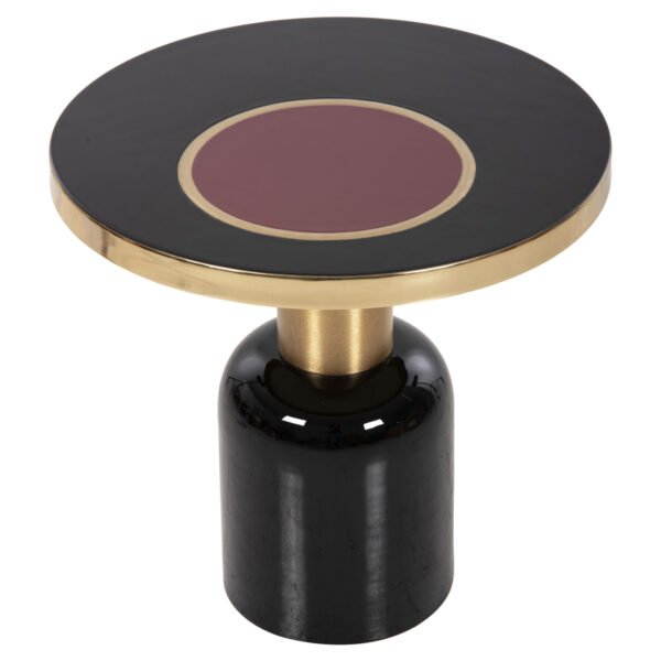 ΒΟΗΘΗΤΙΚΟ ΤΡΑΠΕΖΑΚΙ ERODE HM4248.01 ΜΕΤΑΛΛΟ ΜΑΥΡΟ-ΧΡΥΣΟ-ΚΕΡΑΣΙ Φ50,5x50Υ εκ. - Image 4