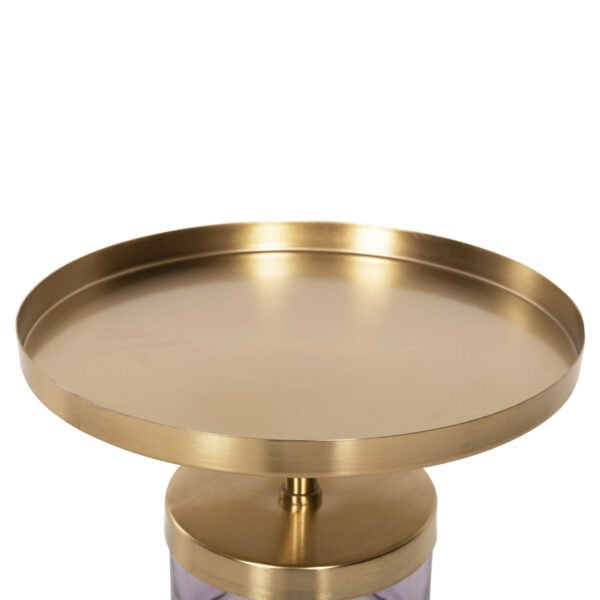 ΒΟΗΘΗΤΙΚΟ ΤΡΑΠΕΖΑΚΙ HAILEY HM9729 ΜΩΒ ΓΥΑΛΙ-ΧΡΥΣΟ ΜΕΤΑΛΛΟ Φ39,5x45Υεκ - Image 4