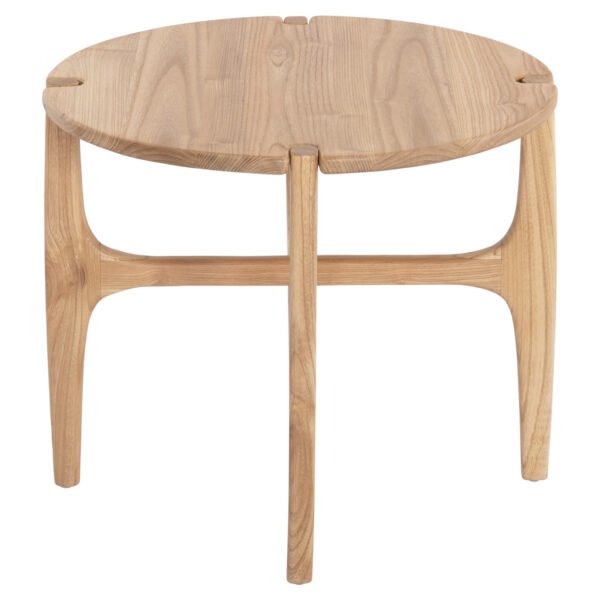 ΒΟΗΘΗΤΙΚΟ ΤΡΑΠΕΖΑΚΙ ΣΤΡΟΓΓΥΛΟ KATAL HM9932 ΞΥΛΟ SUNGKAI ΦΥΣΙΚΟ Φ59,5x50,5Υεκ. - Image 5