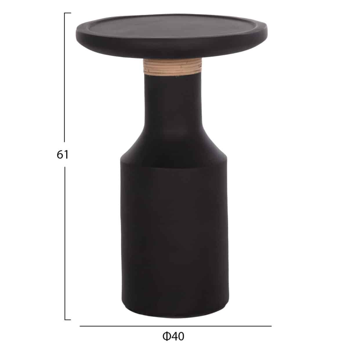 ΒΟΗΘΗΤΙΚΟ ΤΡΑΠΕΖΙ TRED(T) HM18169.01 FIBER CEMENT ΜΑΥΡΟ-ΦΥΣΙΚΟ RATTAN--Φ40x61Υεκ. - Image 2