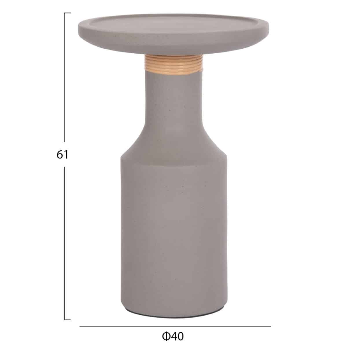 ΒΟΗΘΗΤΙΚΟ ΤΡΑΠΕΖΙ TRED(T) HM18169.03 FIBER CEMENT ΓΚΡΙ-ΦΥΣΙΚΟ RATTAN--Φ40x61Υεκ. - Image 2