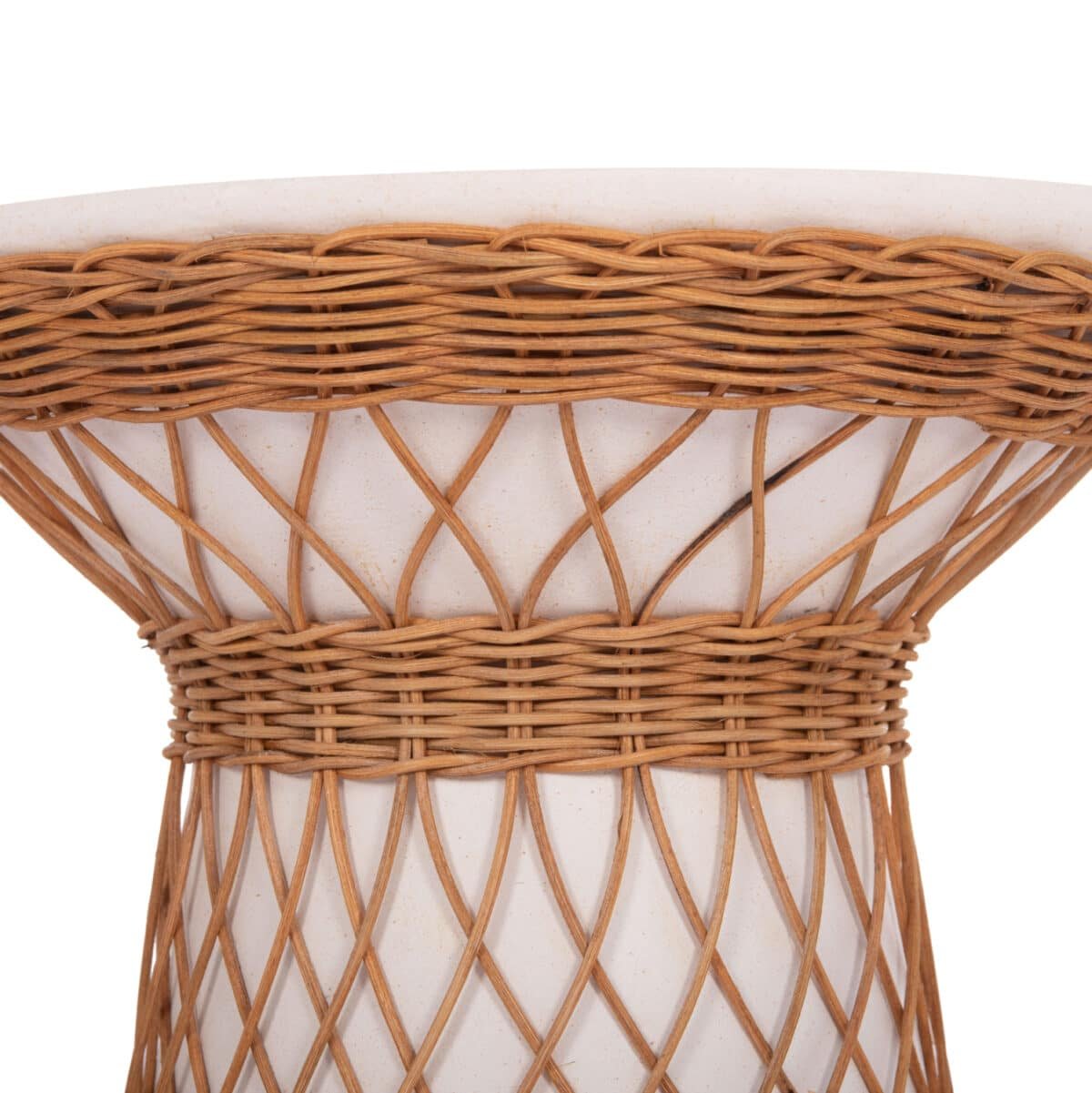 ΒΟΗΘΗΤΙΚΟ ΤΡΑΠΕΖΙ ΣΤΡΟΓΓΥΛΟ DELIA HM18167.02 FIBER CEMENT ΛΕΥΚΟ & RATTAN Φ40x45Υεκ - Image 5