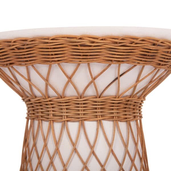 ΒΟΗΘΗΤΙΚΟ ΤΡΑΠΕΖΙ ΣΤΡΟΓΓΥΛΟ DELIA HM18167.02 FIBER CEMENT ΛΕΥΚΟ & RATTAN Φ40x45Υεκ - Image 5