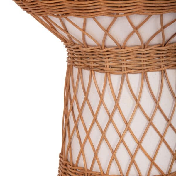 ΒΟΗΘΗΤΙΚΟ ΤΡΑΠΕΖΙ ΣΤΡΟΓΓΥΛΟ DELIA HM18167.02 FIBER CEMENT ΛΕΥΚΟ & RATTAN Φ40x45Υεκ - Image 6