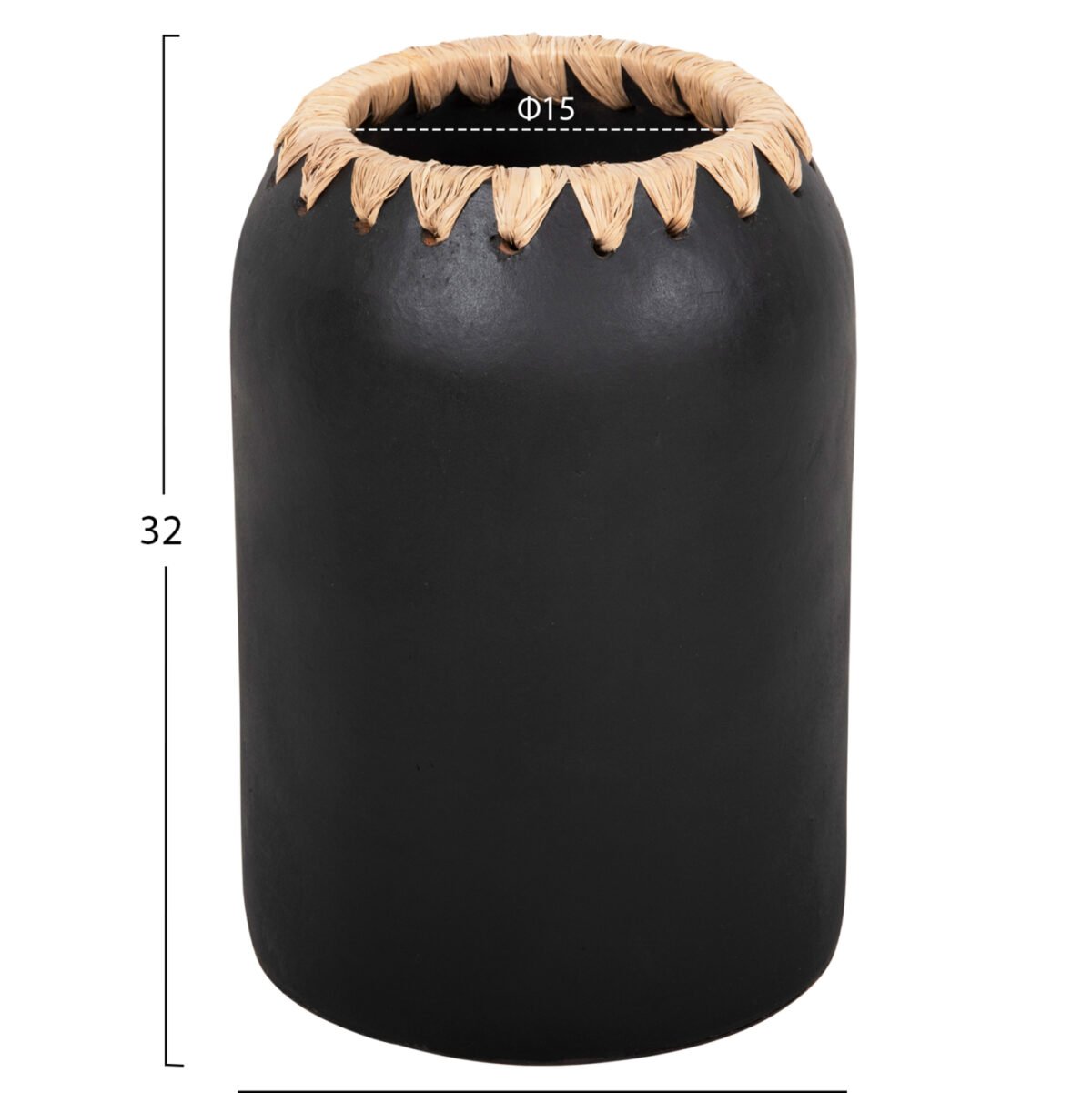 ΔΙΑΚΟΣΜΗΤΙΚΟ ΒΑΖΟ HM4376 ΤΕΡΑΚΟΤΑ ΣΕ ΜΑΥΡΟ ΜΕ ΠΛΕΞΗ ΣΤΟ ΣΤΟΜΙΟ Φ21Χ32εκ. - Image 2