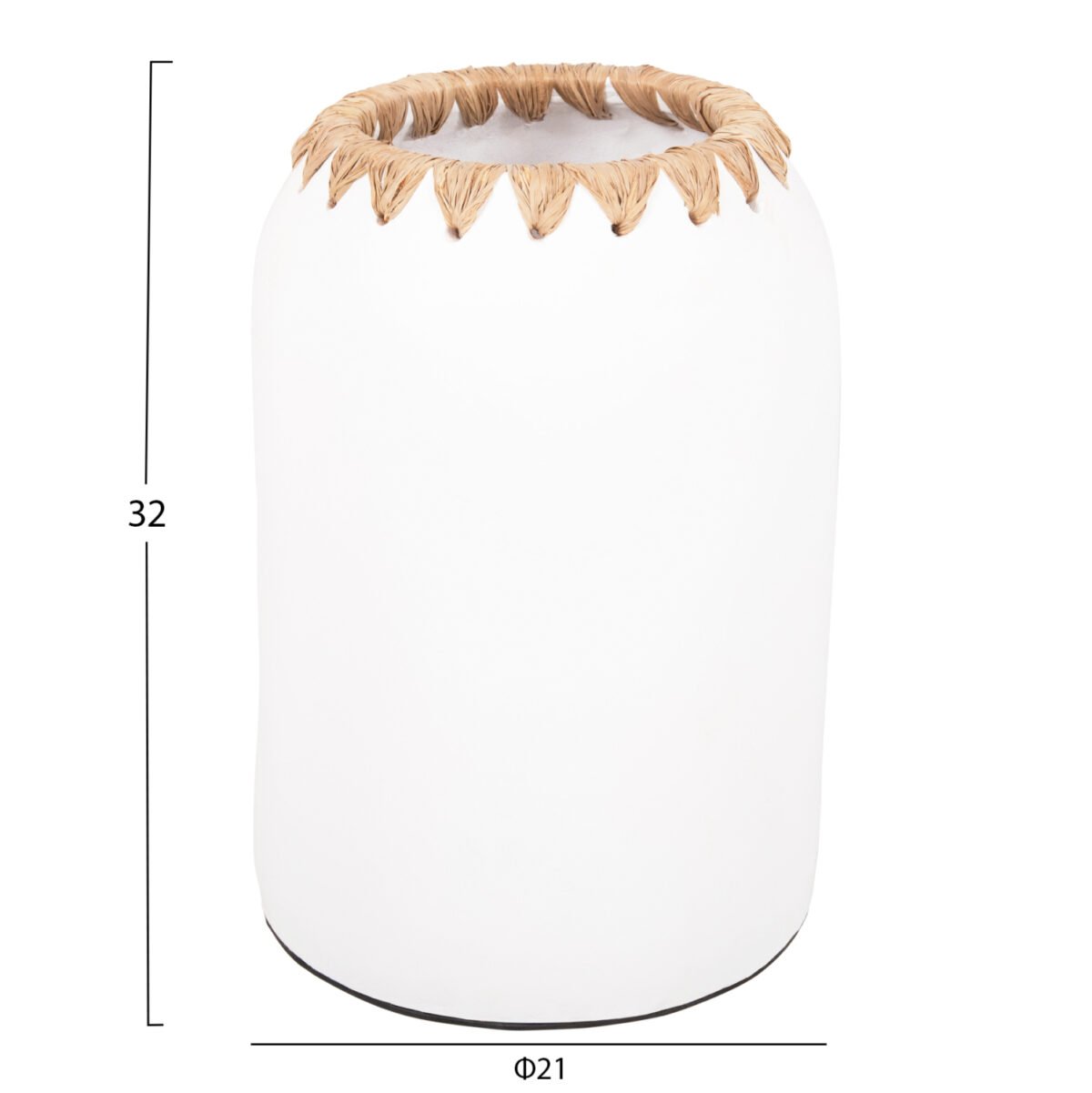 ΔΙΑΚΟΣΜΗΤΙΚΟ ΒΑΖΟ HM4377 ΤΕΡΑΚΟΤΑ ΣΕ ΛΕΥΚΟ ΜΕ ΠΛΕΞΗ ΨΑΘΑΣ ΣΤΟ ΣΤΟΜΙΟ Φ21Χ32εκ. - Image 2