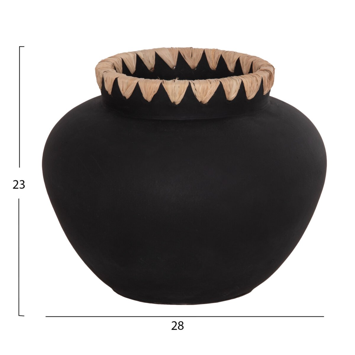 ΔΙΑΚΟΣΜΗΤΙΚΟ ΒΑΖΟ RENTON(M) HM4732 ΤΕΡΑΚΟΤΑ ΜΑΥΡH-ΠΛΕΞΗ ΨΑΘΑΣ ΣΤΟ ΣΤΟΜΙΟ Φ28x23Υεκ - Image 2