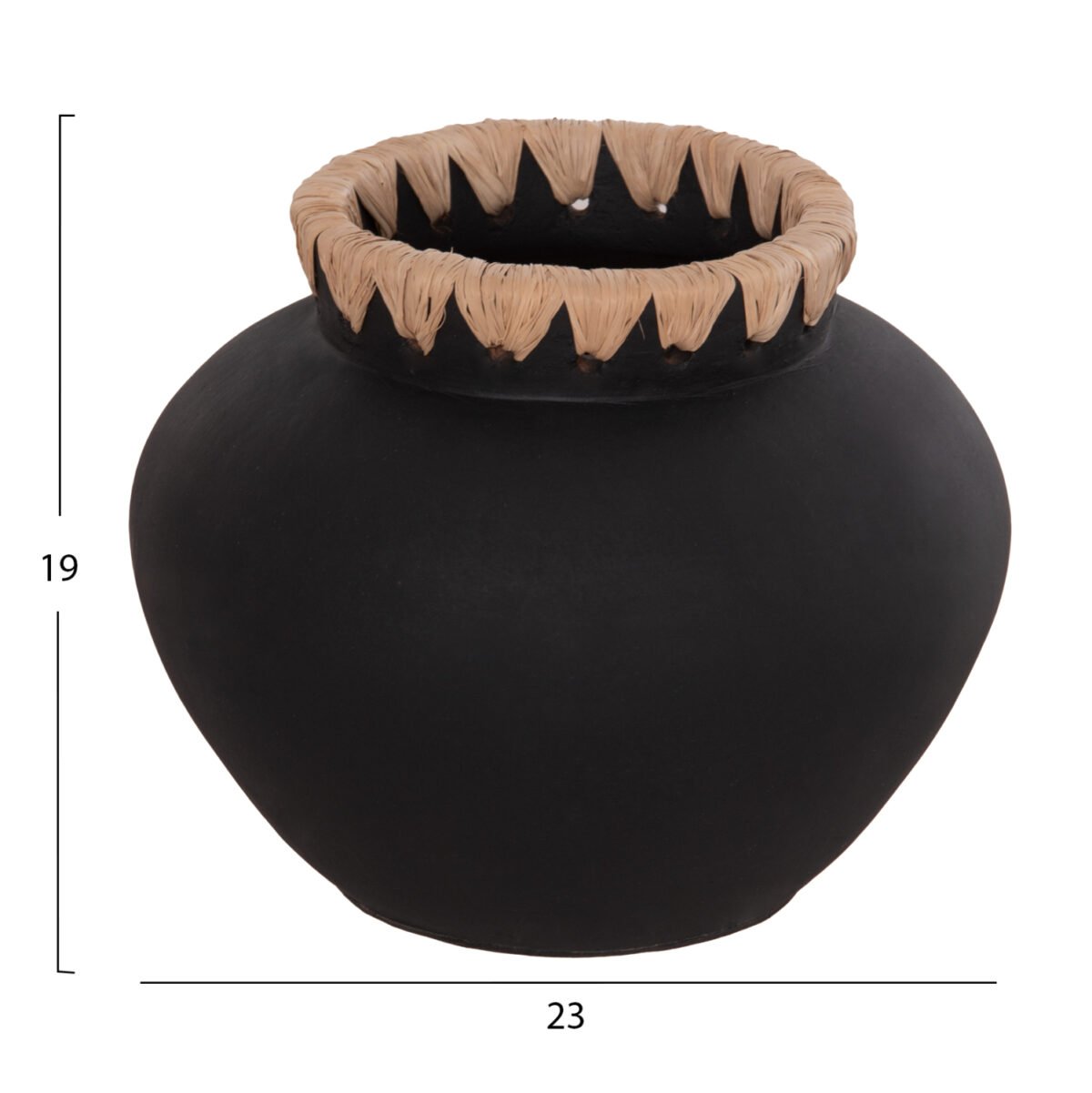 ΔΙΑΚΟΣΜΗΤΙΚΟ ΒΑΖΟ RENTON(S) HM4733 ΤΕΡΑΚΟΤΑ ΜΑΥΡH-ΠΛΕΞΗ ΨΑΘΑΣ ΣΤΟ ΣΤΟΜΙΟ Φ23x19Υεκ - Image 2