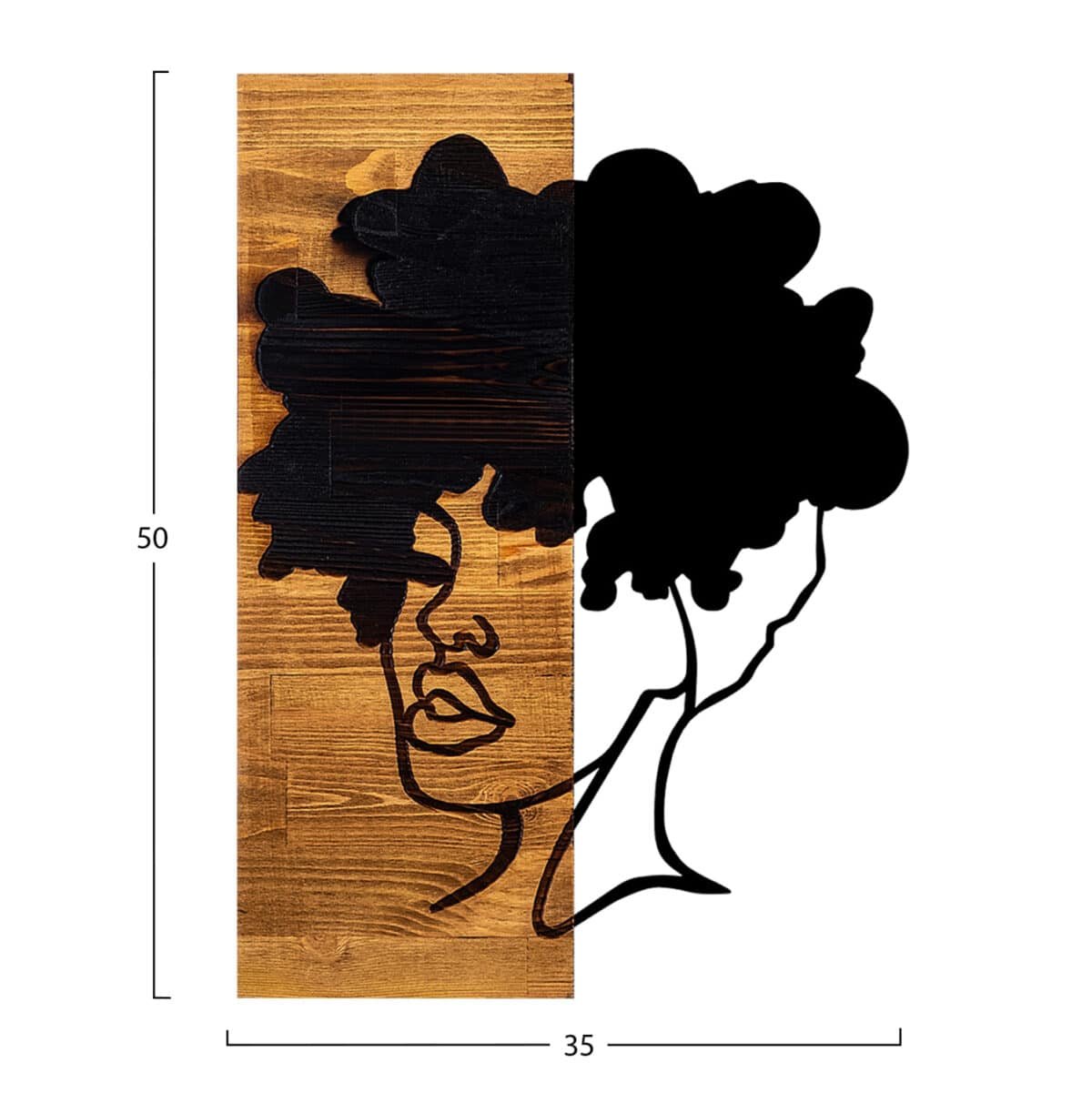 ΔΙΑΚΟΣΜΗΤΙΚΟ ΤΟΙΧΟΥ ΦΙΓΟΥΡΑ ΓΥΝΑΙΚΑΣ HM4750-ΦΥΛΛΑ ΜΕΤΑΛΛΟΥ-ΞΥΛΟ 35x3(βάθος)x50Υεκ. - Image 3