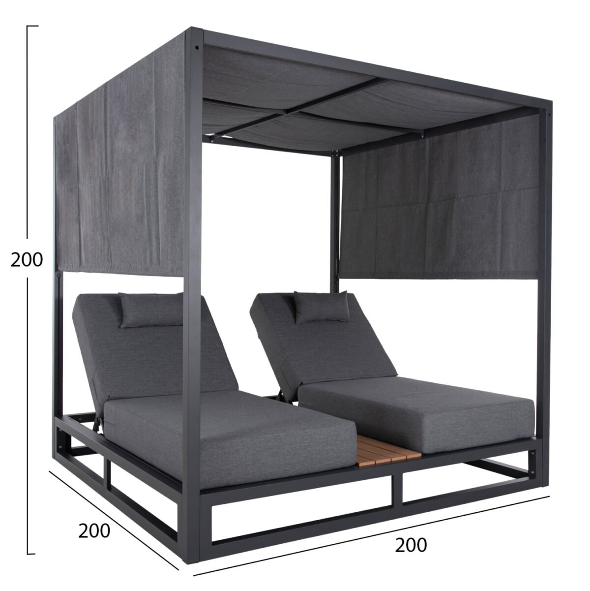 ΔΙΠΛΗ ΞΑΠΛΩΣΤΡΑ ΑΛΟΥΜΙΝΙΟΥ ΠΑΡΑΛΙΑΣ ΜΕ ΣΚΙΑΣΤΡΟ ΚΥΒΟΣ GALLANT HM6097.01 ΓΚΡΙ 2x2x2μ - Image 2