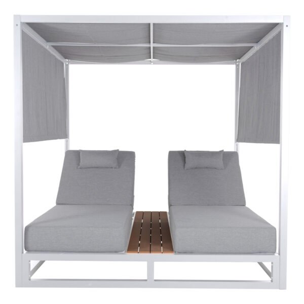 ΔΙΠΛΗ ΞΑΠΛΩΣΤΡΑ ΑΛΟΥΜΙΝΙΟΥ ΠΑΡΑΛΙΑΣ ΜΕ ΣΚΙΑΣΤΡΟ ΚΥΒΟΣ GALLANT HM6097.02 ΛΕΥΚΟ 2x2x2μ - Image 3